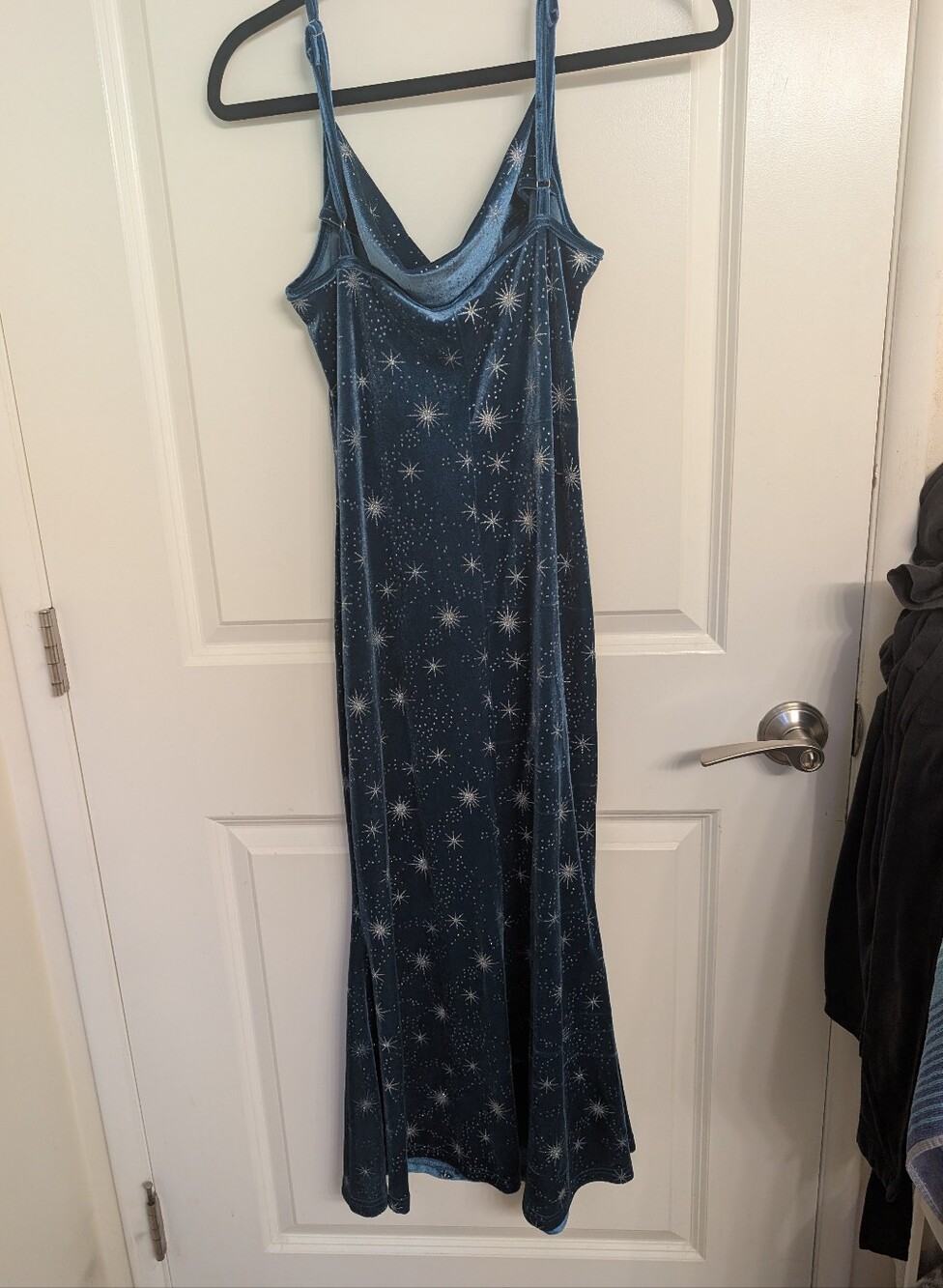 Cider Starfield Velvet Maxi Slip Dress - Blue